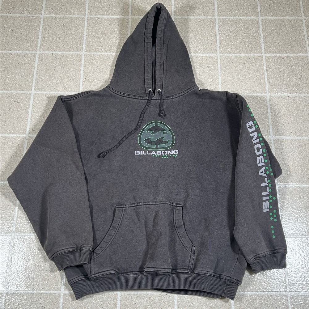 Vintage Y2K Billabong Hoodie Surf Grunge Faded Skate Rave Goth Grail Center Logo